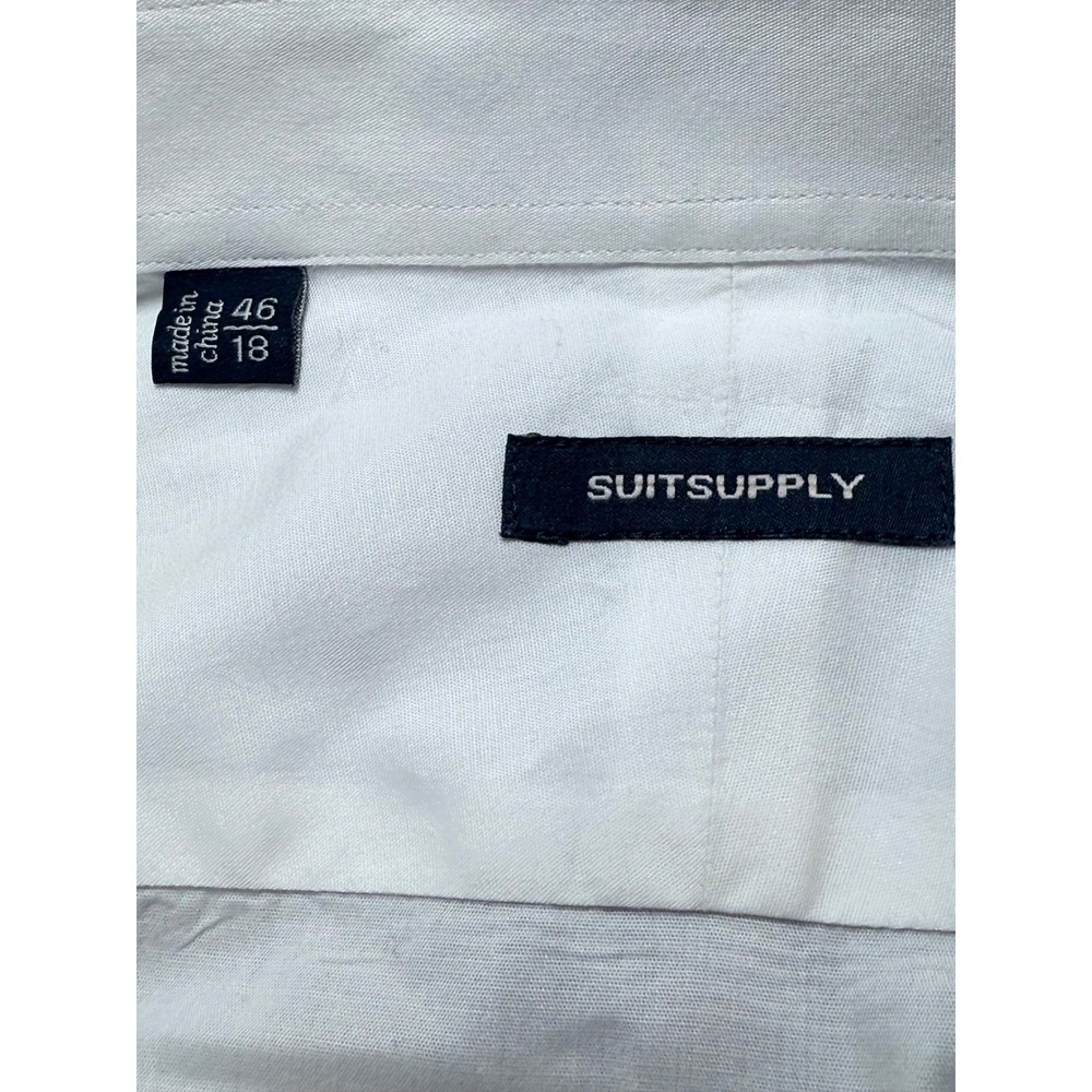 SUITSUPPLY White Tuxedo Shirt Men's 46/18 Long Sleeve Cotton French Cuffs - Picture 4 of 10